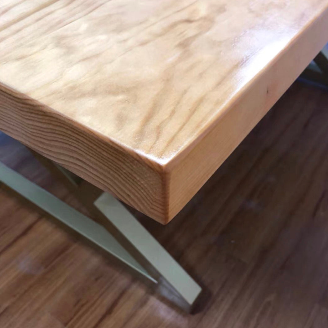 Rectangle Wood Color Dining Table Pine Solid Wood Table Glam for Dining Room