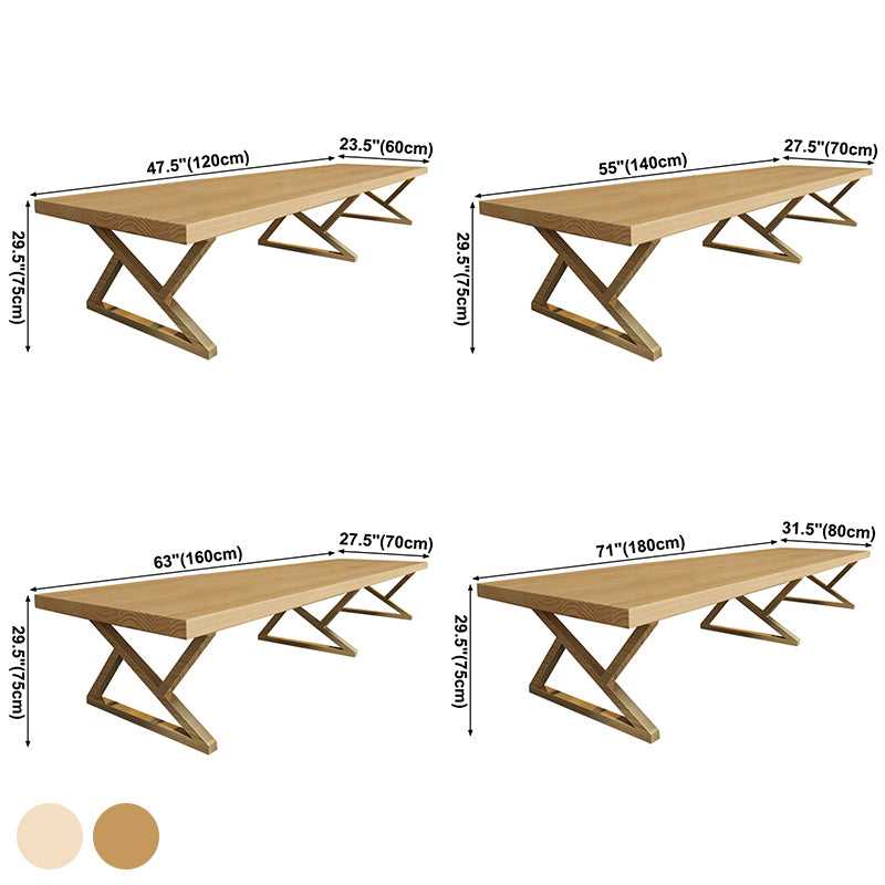 Rectangle Wood Color Dining Table Pine Solid Wood Table Glam for Dining Room
