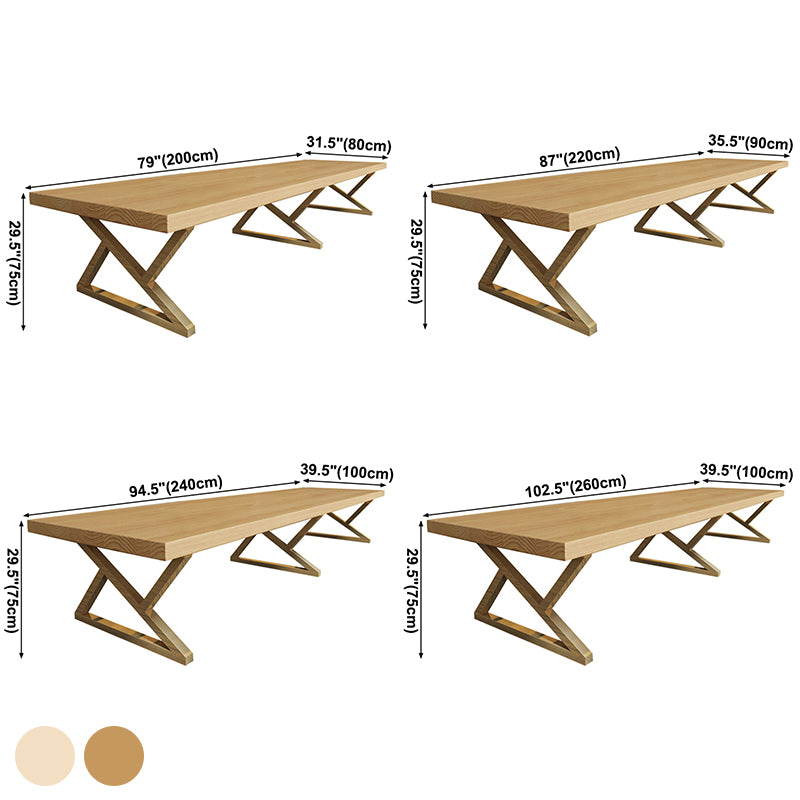 Rectangle Wood Color Dining Table Pine Solid Wood Table Glam for Dining Room