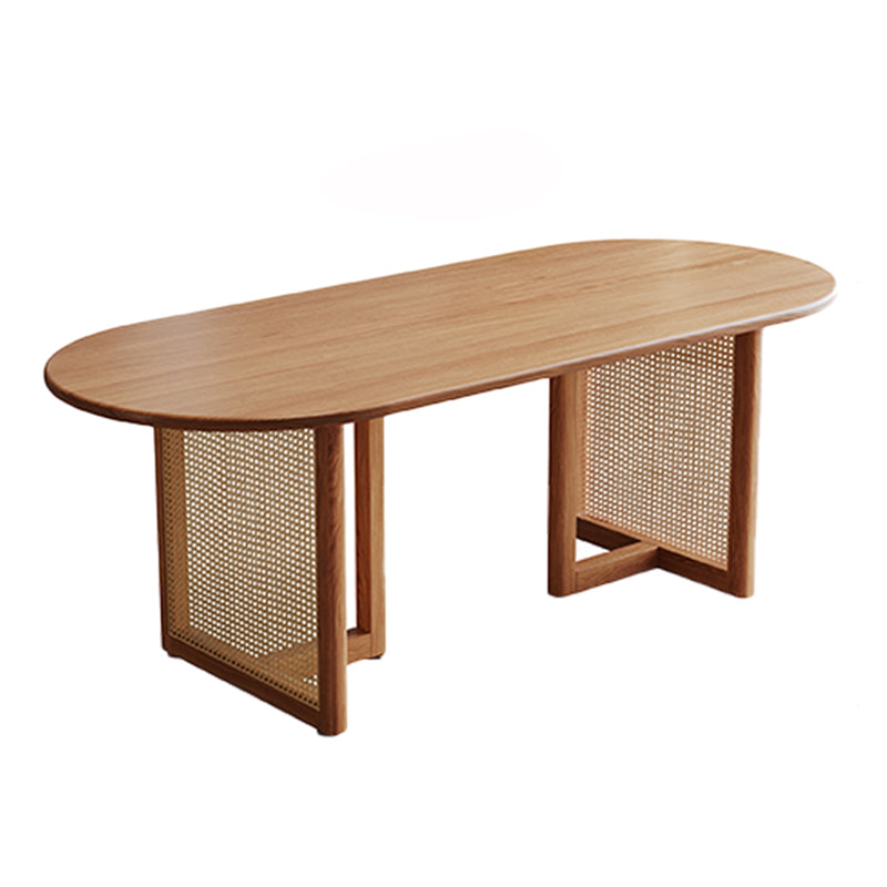 Pinewood Solid Wood Brown Tone Dining Table Simplicity Fixed Table for Dining Room