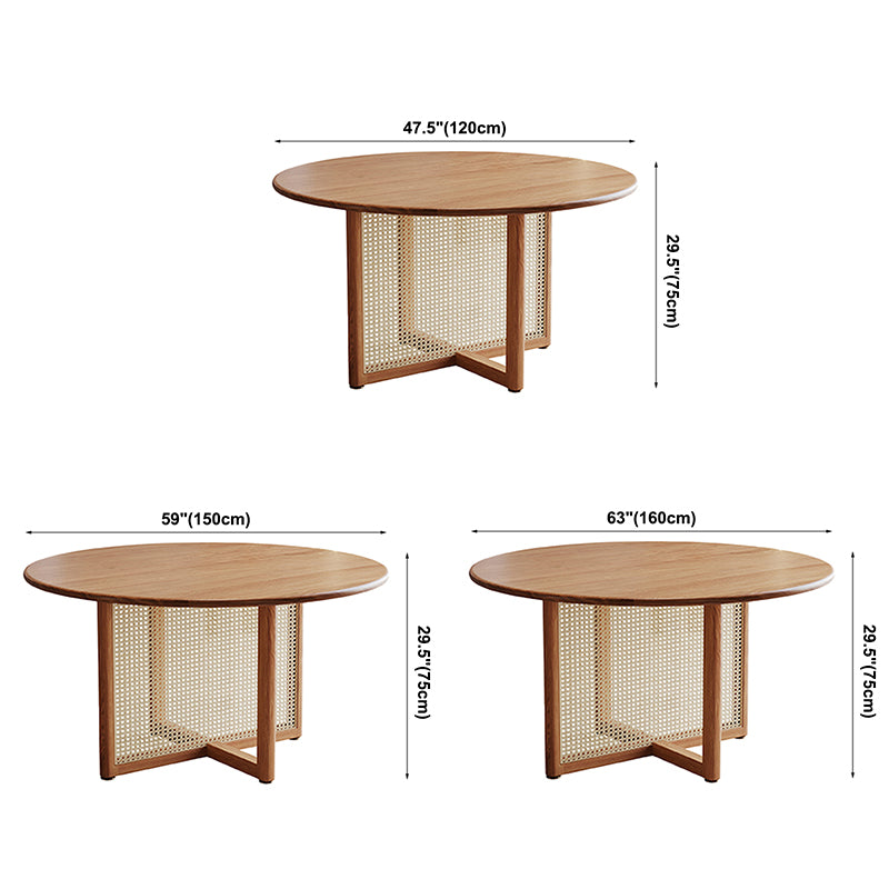 Pinewood Solid Wood Brown Tone Dining Table Simplicity Fixed Table for Dining Room