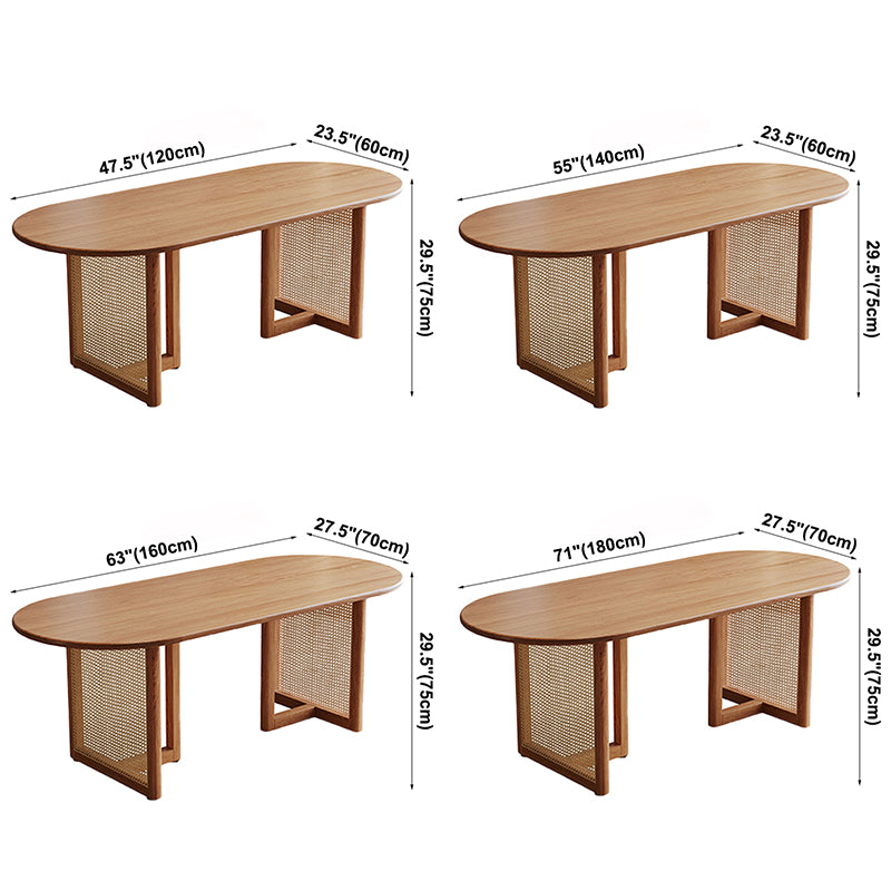 Pinewood Solid Wood Brown Tone Dining Table Simplicity Fixed Table for Dining Room