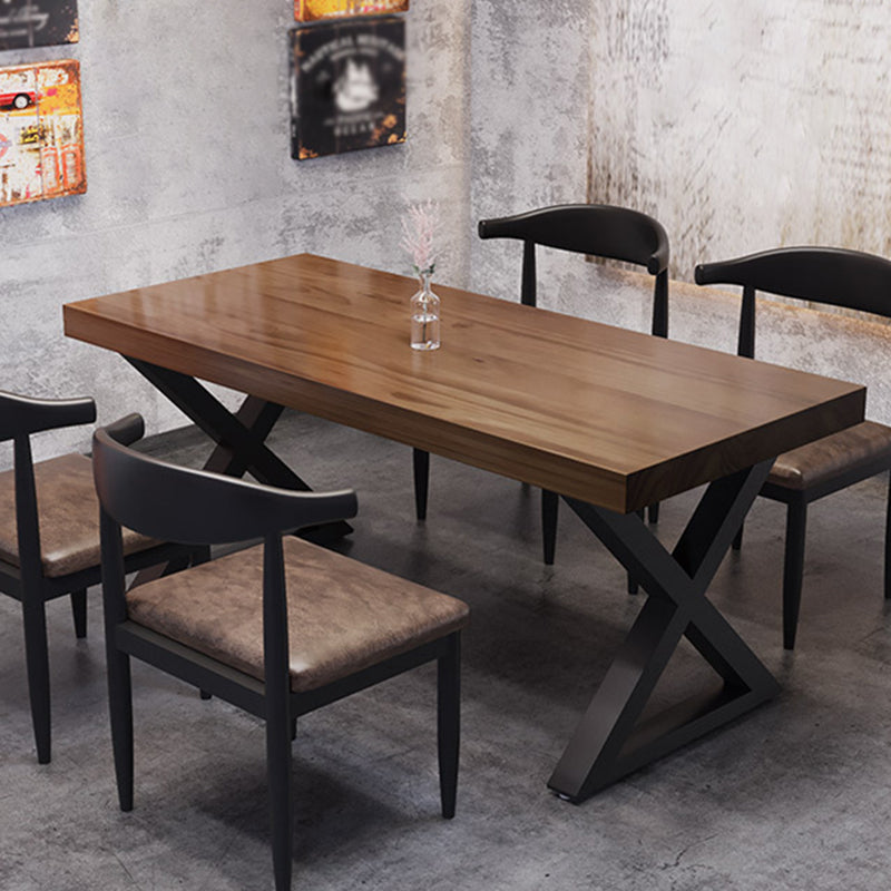 Mesa industrial de madera maciza para comedor, mesa de cocina, mesa con base de trineo rectangular para comedor