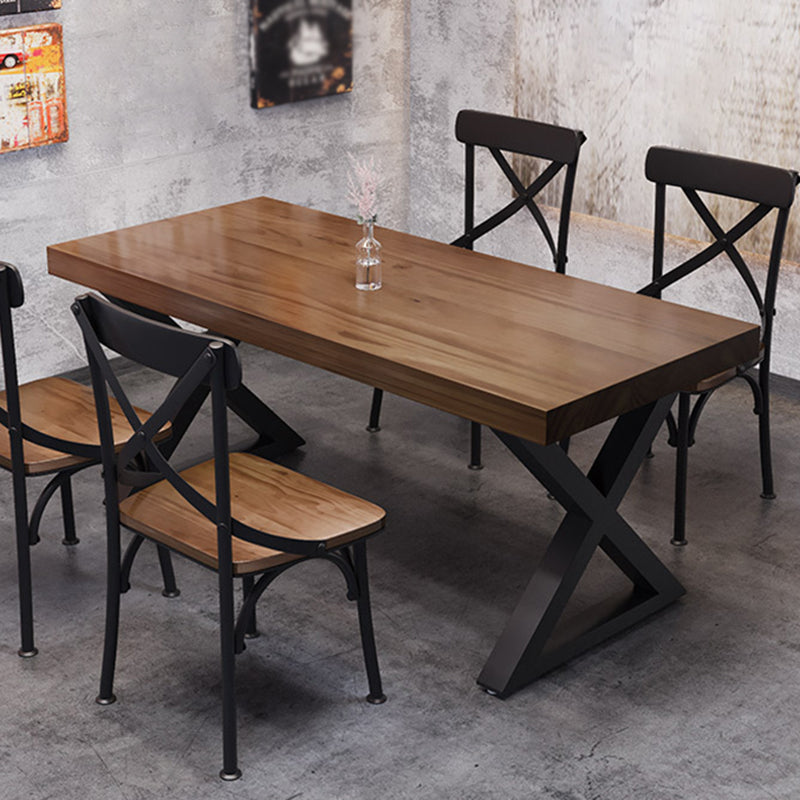 Mesa industrial de madera maciza para comedor, mesa de cocina, mesa con base de trineo rectangular para comedor