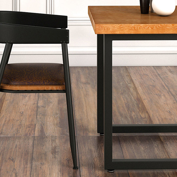 Industriequadrat Esstisch Kiefer Massivholz Tisch mit doppelter Sockel