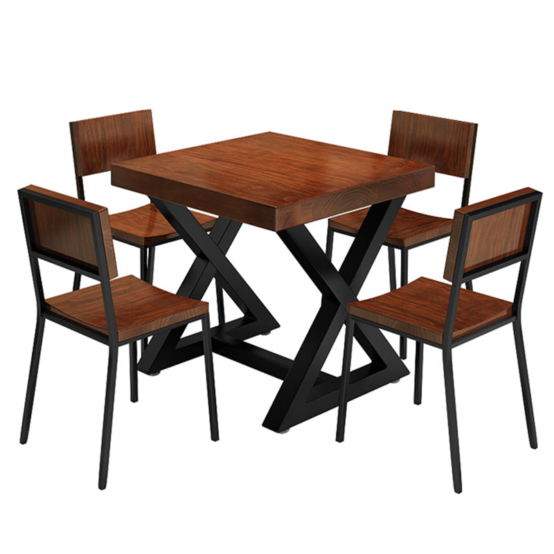 Tavolo da cucina in legno solido industriale tavolo da cavalletto quadrata marrone per sala da pranzo