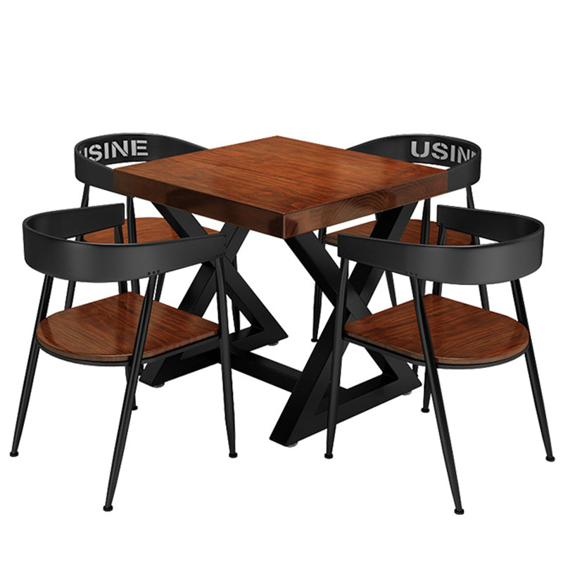 Tavolo da cucina in legno solido industriale tavolo da cavalletto quadrata marrone per sala da pranzo
