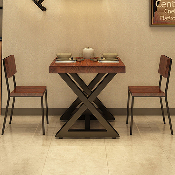 Tavolo da cucina in legno solido industriale tavolo da cavalletto quadrata marrone per sala da pranzo