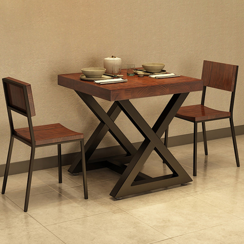 Tavolo da cucina in legno solido industriale tavolo da cavalletto quadrata marrone per sala da pranzo
