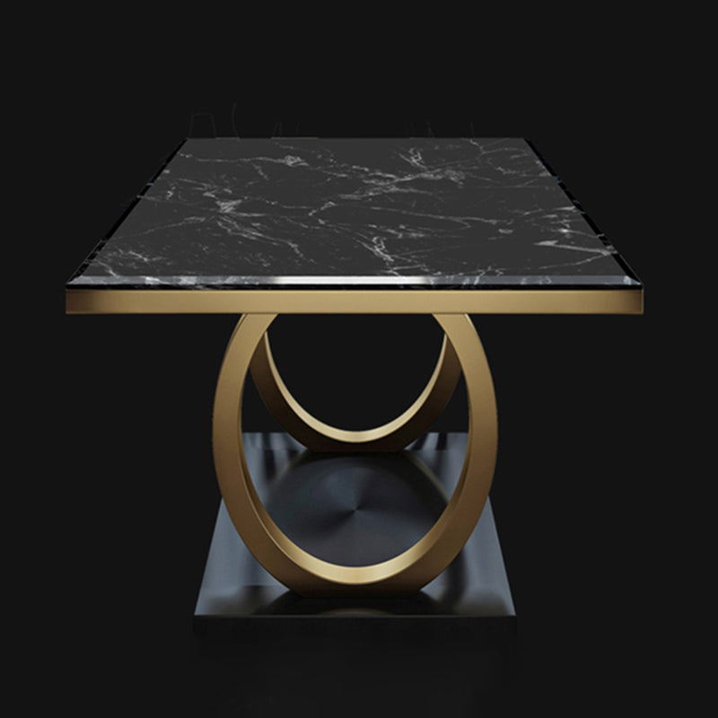 Metaal traditionele luxe rechthoek binnen tafel gesinterde stenen tafel met metalen schok