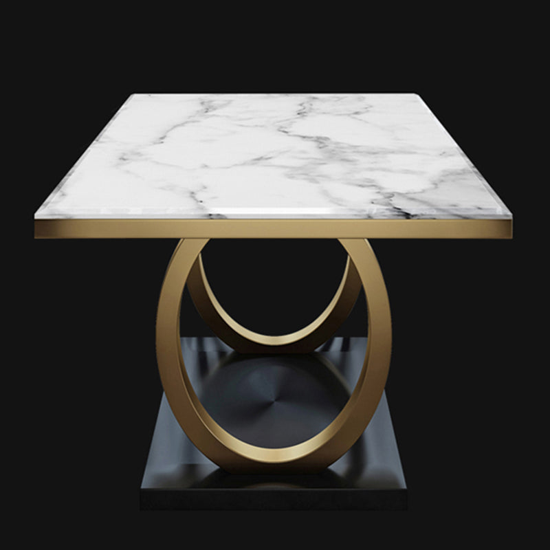 Metaal traditionele luxe rechthoek binnen tafel gesinterde stenen tafel met metalen schok