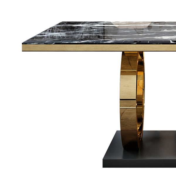 Metaal traditionele luxe rechthoek binnen tafel gesinterde stenen tafel met metalen schok