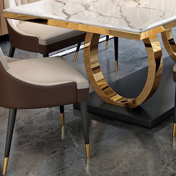 Metaal traditionele luxe rechthoek binnen tafel gesinterde stenen tafel met metalen schok