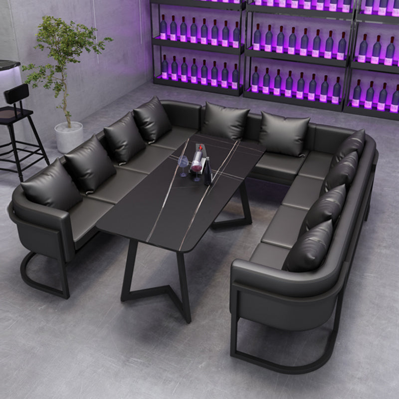 Industrialstil Sintered Stone Dinner Room Küche Schwarzer Tisch mit Metallbasis