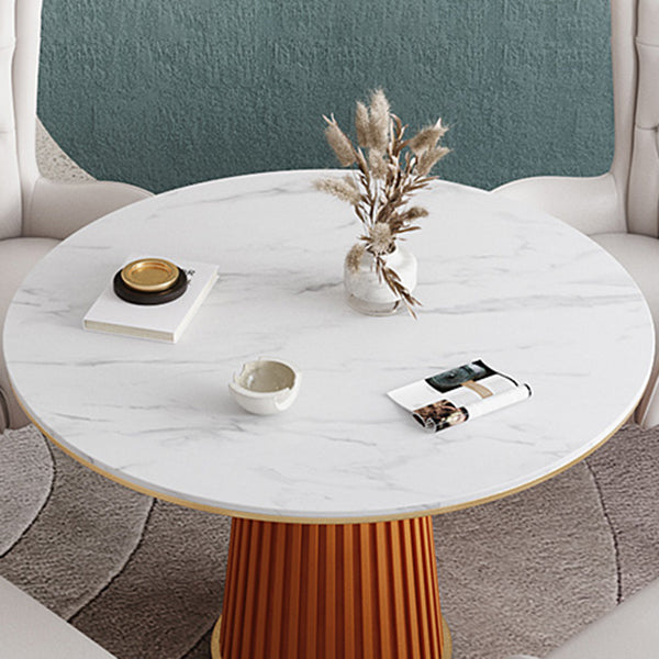 Minimalist Kitchen Standard Dining Table White Sintered Stone Dining Table with Pedestal Base