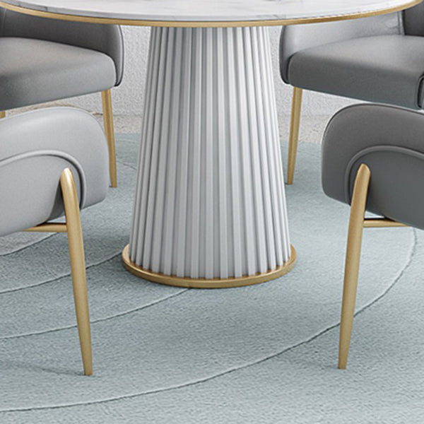 Minimalist Kitchen Standard Dining Table White Sintered Stone Dining Table with Pedestal Base