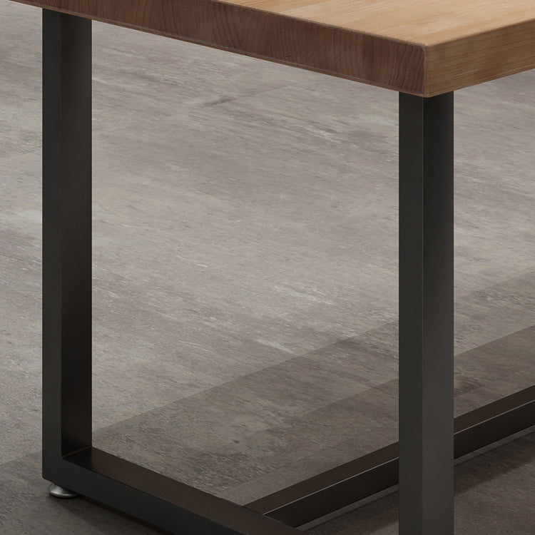 Industrial Solid Wood Dining Table Square Table in Brown with Metal Trestle Base