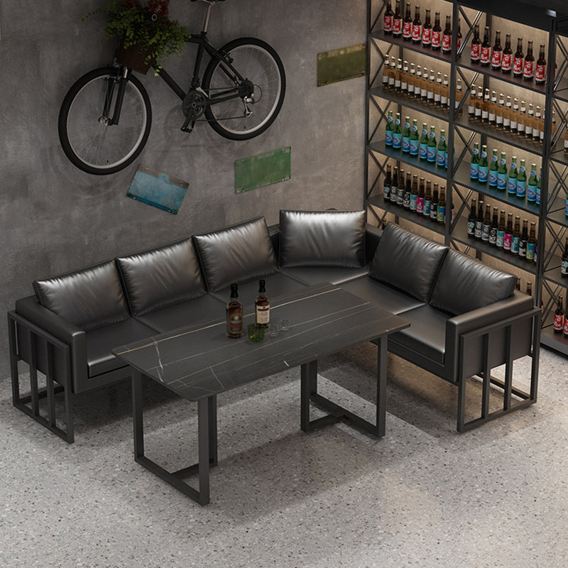 Industrial Sintered Stone Dinner Room Kitchen Table Black Sled Table for Dining Room