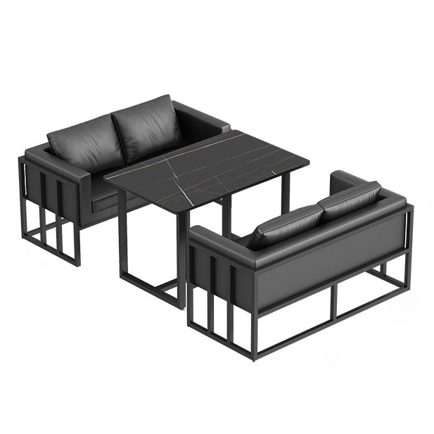 Industrial Sintered Stone Dinner Room Kitchen Table Black Sled Table for Dining Room