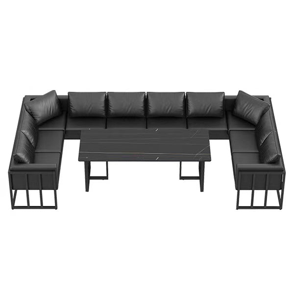 Industrial Sintered Stone Dinner Room Kitchen Table Black Sled Table for Dining Room