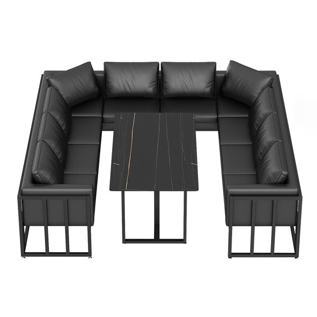 Industrial Sintered Stone Dinner Room Kitchen Table Black Sled Table for Dining Room