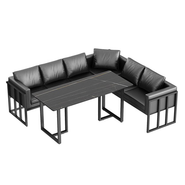 Industrial Sintered Stone Dinner Room Kitchen Table Black Sled Table for Dining Room