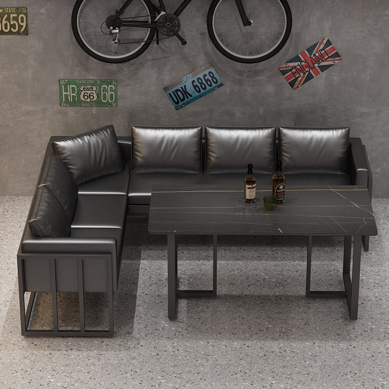 Industrial Sintered Stone Dinner Room Kitchen Table Black Sled Table for Dining Room