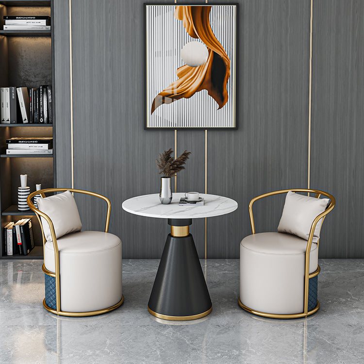 Metaal traditionele luxe ronde binnen tafel gesinterde stenen tafel met voetstukbasis