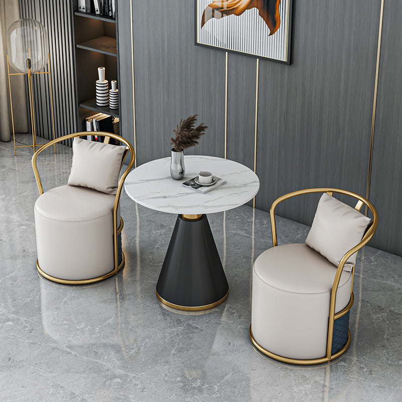 Metaal traditionele luxe ronde binnen tafel gesinterde stenen tafel met voetstukbasis