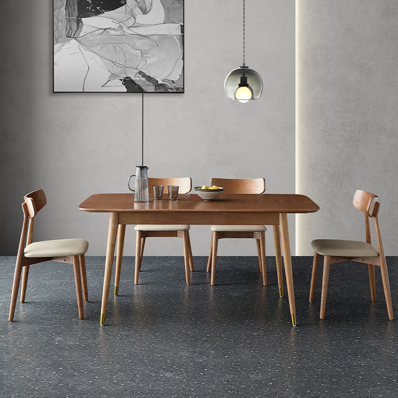 Mesa extensible de madera de fresno para restaurante, mesa de comedor rectangular con 4 patas