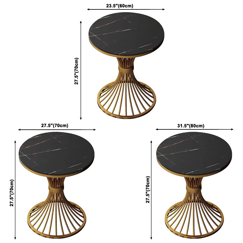 Pedestal Glam Style Dining Table Two-Color Fixed Table of Sintered Stone