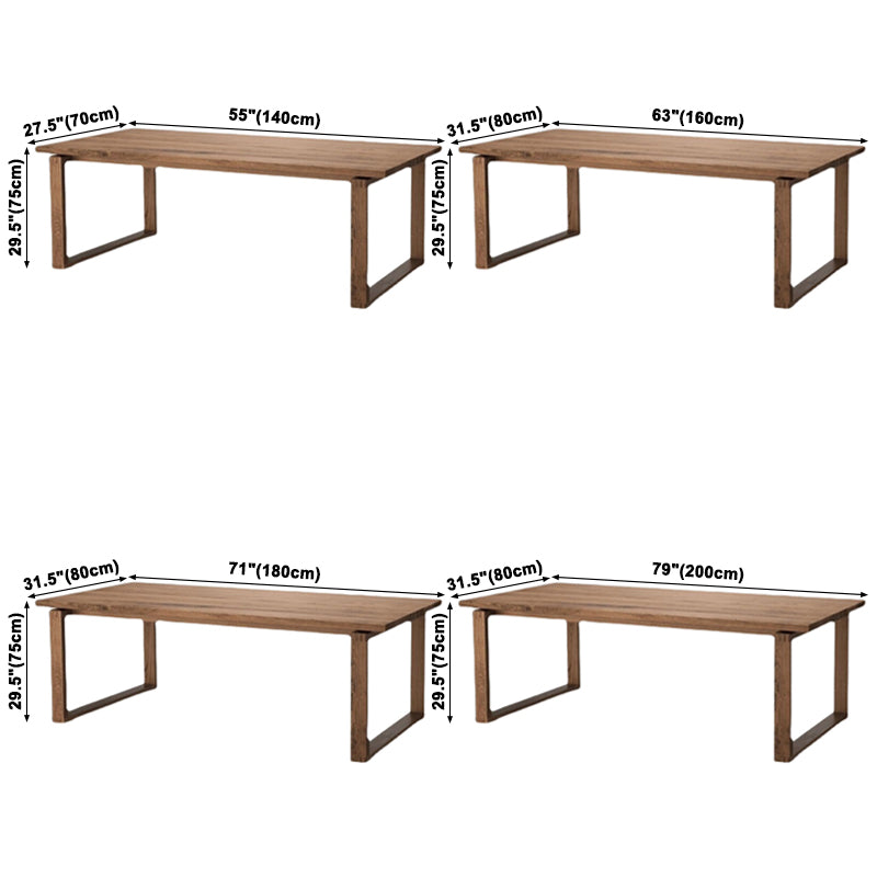 Mesa de comedor Glam de madera maciza marrón, mesa de comedor estándar con forma rectangular para cocina