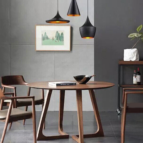 Round Wood Color Dining Table Solid Wood Table Modern with Double Pedestal