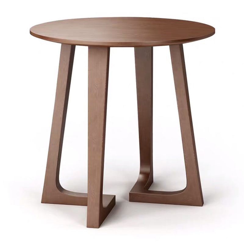 Round Wood Color Dining Table Solid Wood Table Modern with Double Pedestal