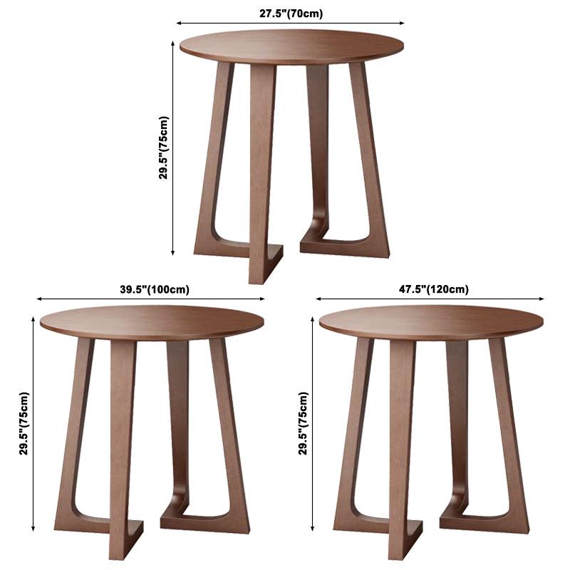 Round Wood Color Dining Table Solid Wood Table Modern with Double Pedestal
