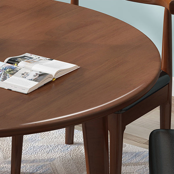 Round Wood Color Dining Table Simplicity Solid Wood 4 Legs Table for Dining Room