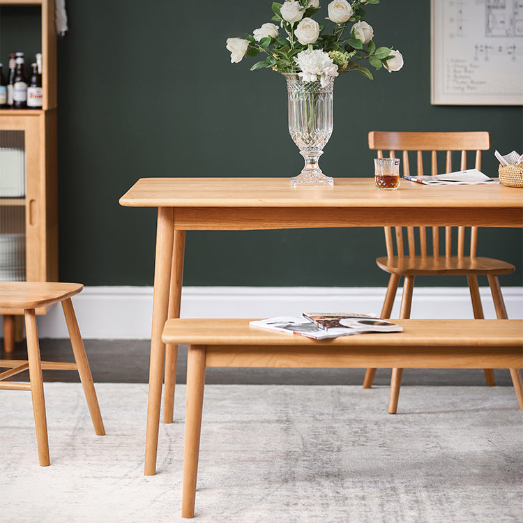 Vaste houten rechthoek eettafel in de natuur eigentijdse keuken houten tafel met 4 poten