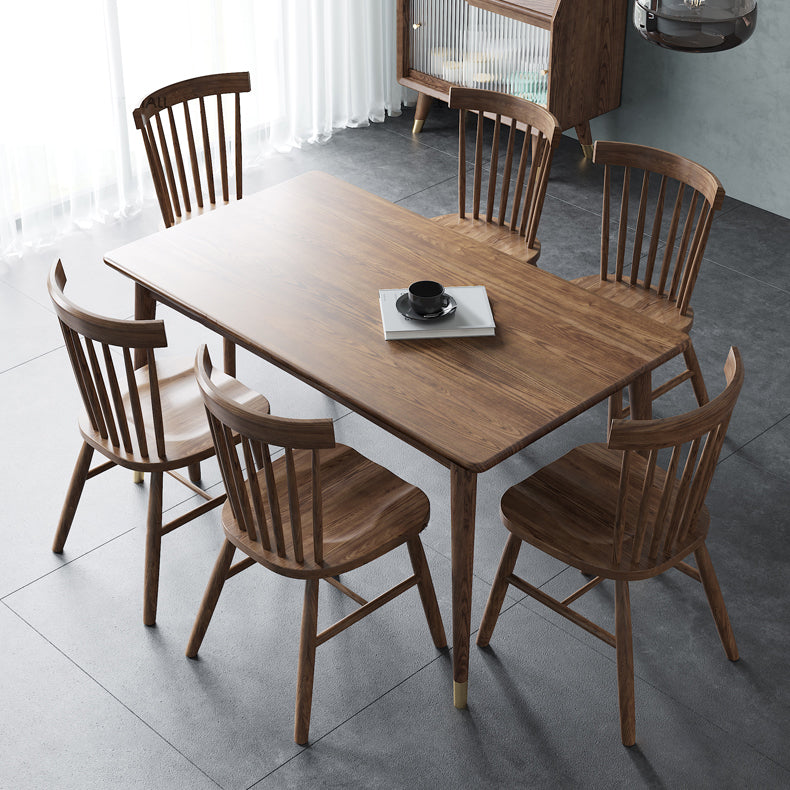 Rectangle Ash Wood Table in Walnut Luxury Dining Table with 4 Legs for Restaurant