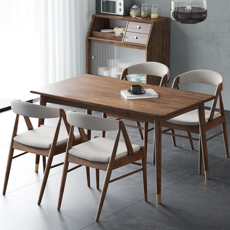 Rectangle Ash Wood Table in Walnut Luxury Dining Table with 4 Legs for Restaurant