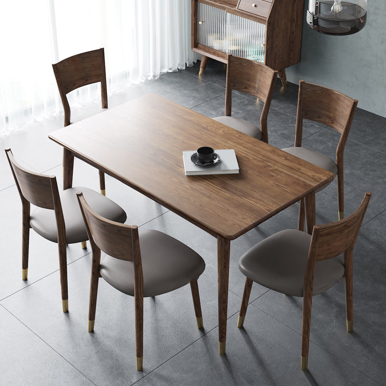 Rectangle Ash Wood Table in Walnut Luxury Dining Table with 4 Legs for Restaurant