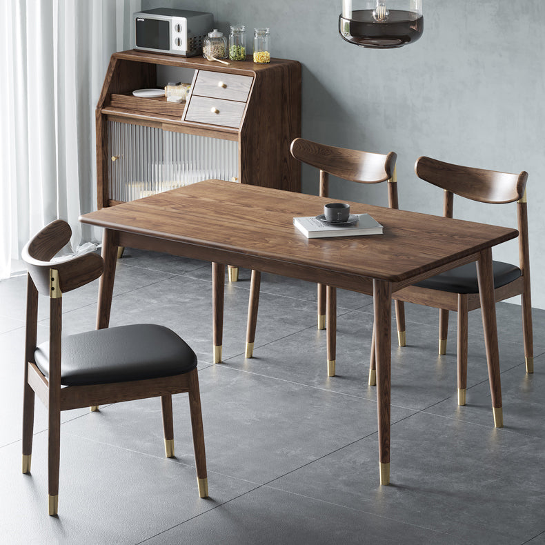 Rectangle Ash Wood Table in Walnut Luxury Dining Table with 4 Legs for Restaurant