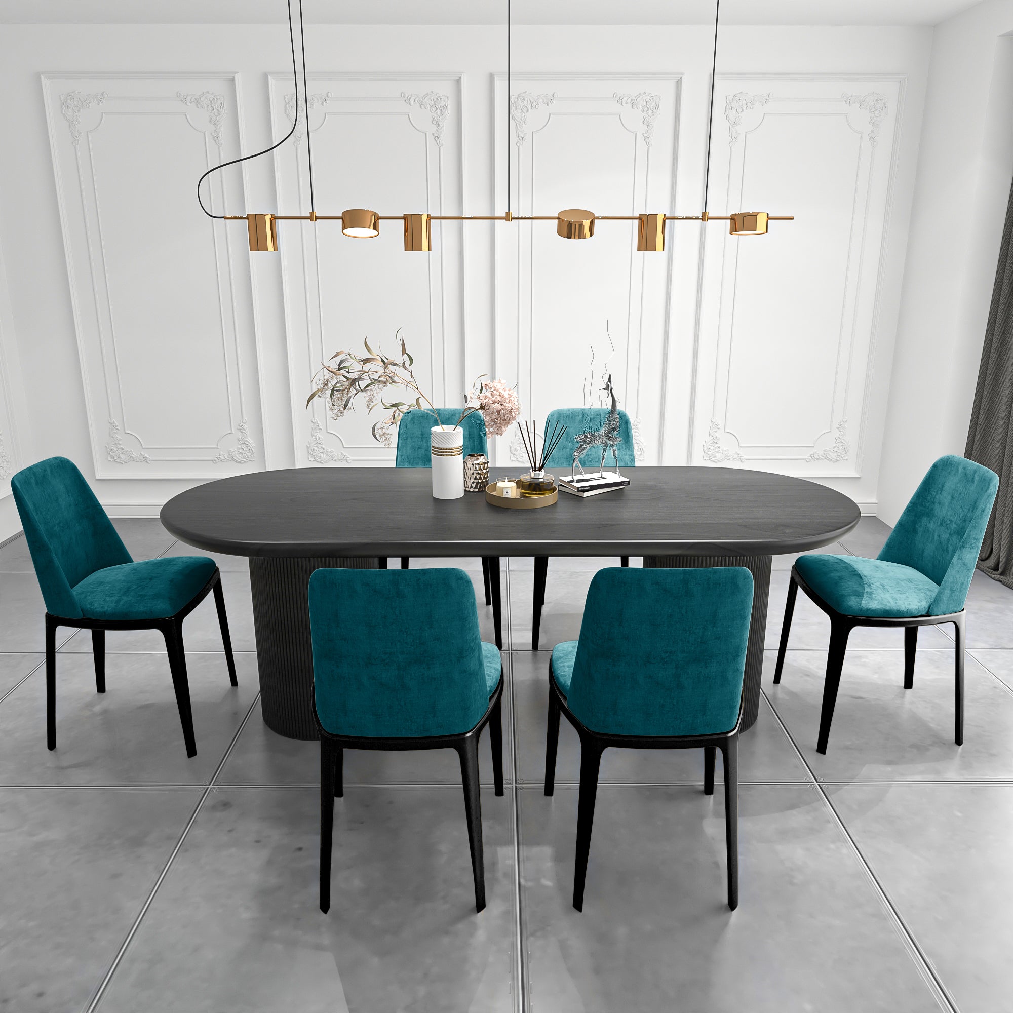 Solid Wood Contemporary Oval Dining Table Wood Top Dining Table for Kitchen