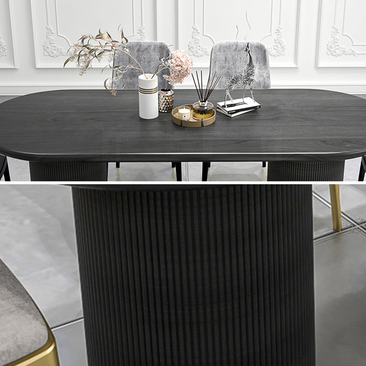 Solid Wood Contemporary Oval Dining Table Wood Top Dining Table for Kitchen