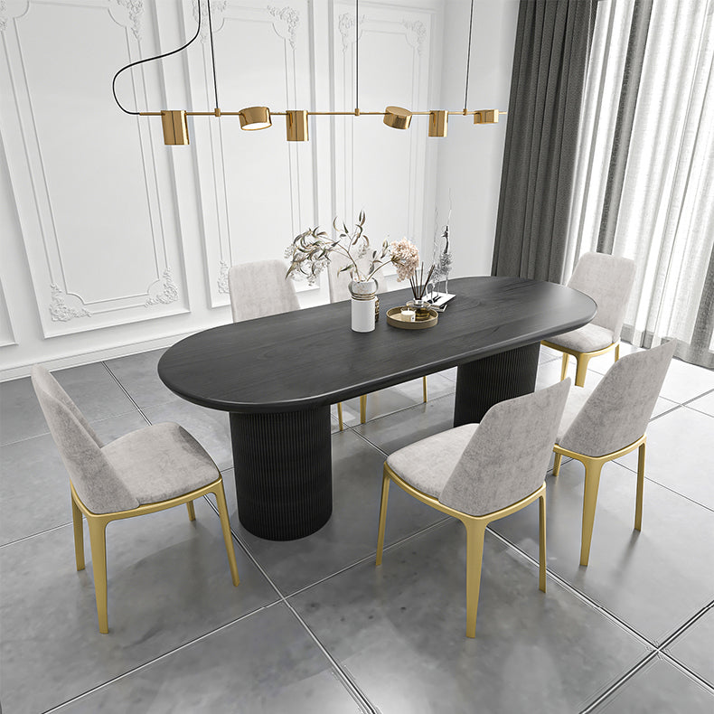 Solid Wood Contemporary Oval Dining Table Wood Top Dining Table for Kitchen