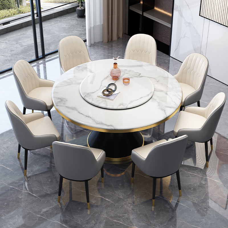 Glam Gesinterde Steen Ronde Vorm Eettafel Keuken Standaard Eettafel met Voetstuk