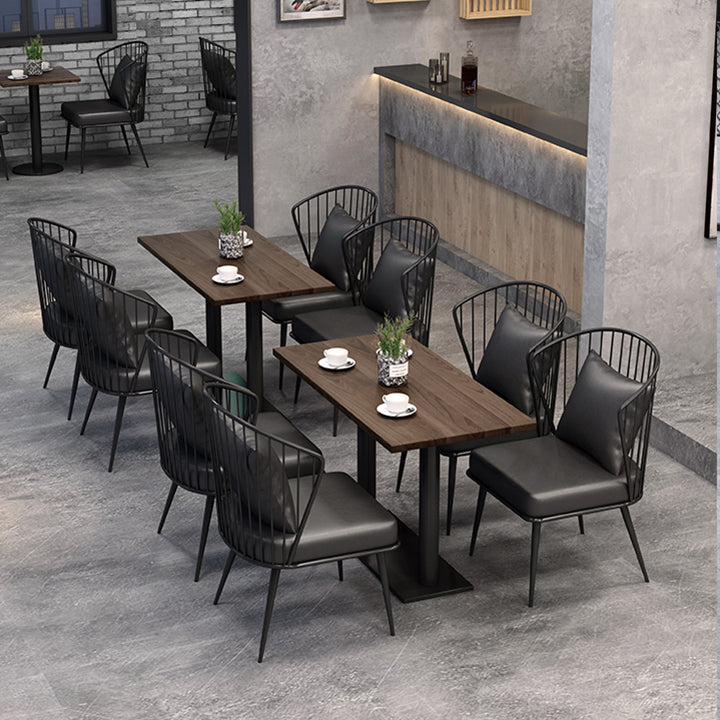 Industrial Brown Dinner Room Kitchen Table Solid Wood Top Table with Metal Base for Dining Room