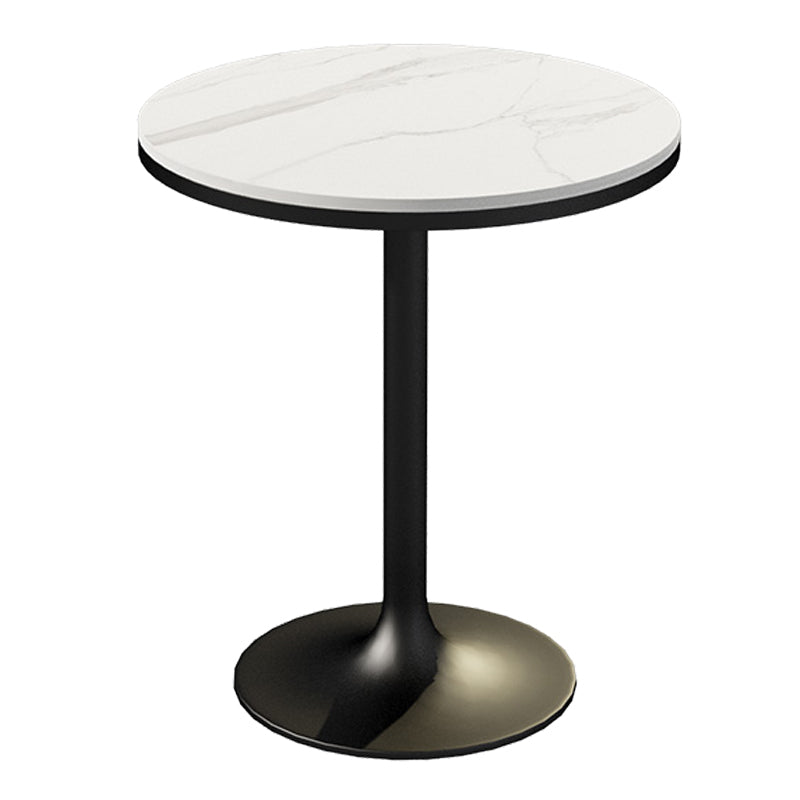 Industrial Dining Room Table White Sintered Stone Table with Black Metal Base