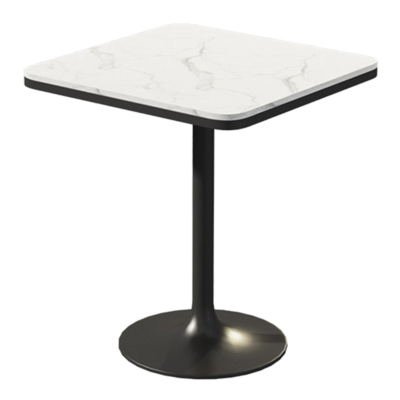 Industrial Dining Room Table White Sintered Stone Table with Black Metal Base