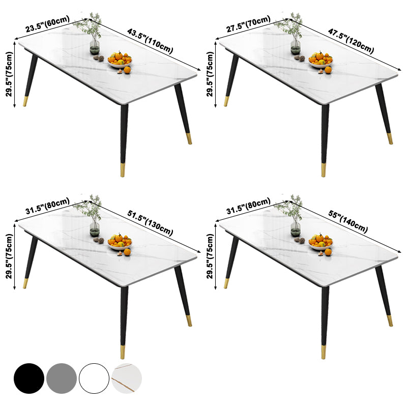 Industrial Style Home Sintered Stone Dining Table Rectangle Table with 4 Legs Carbon Steel Base