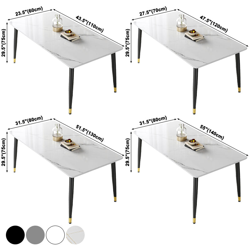 Rectangle Industrial Sintered Stone Dining Table 4 Legs Carbon Steel Base Table for Home